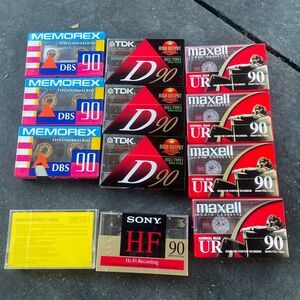 Lot of 12 Mixed Blank Audio Cassette Tapes New Sealed Sony TDK Maxell Memorex
